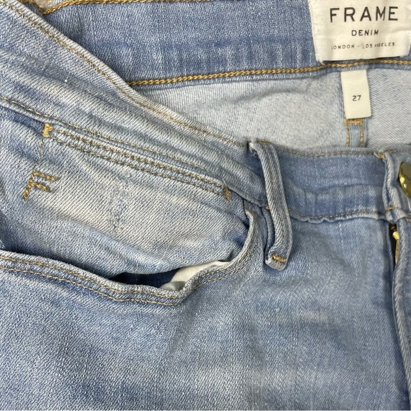 Frame Jeans Womens 27 Le High Skinny Shredded Chewed Raw Hem Distressed Punk 90s - Picture 5 of 12
